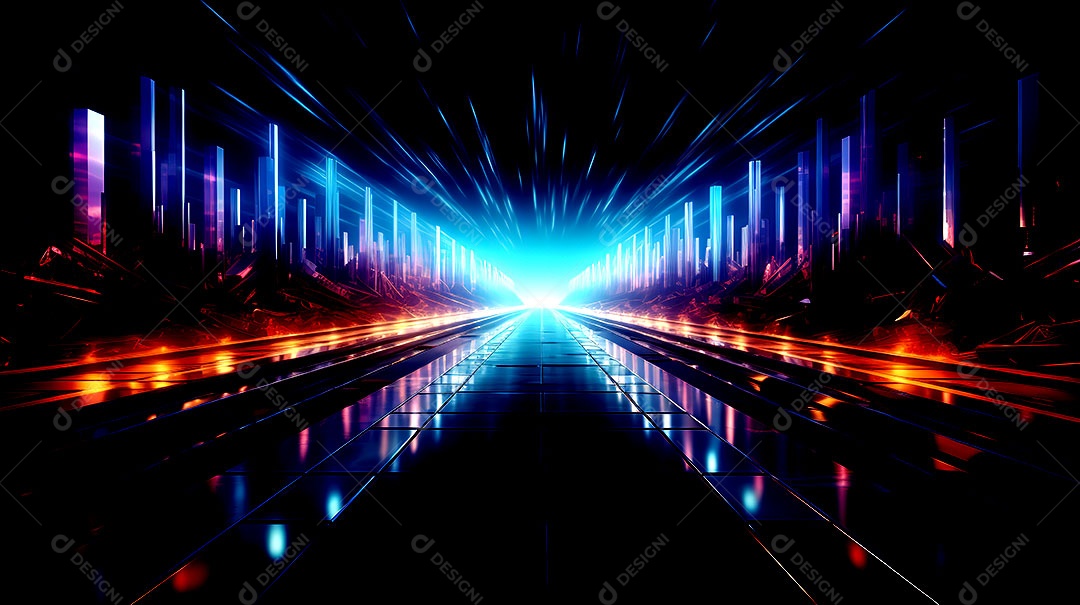 Fundo abstrato com luzes de neon uma composição tecnológica colorida