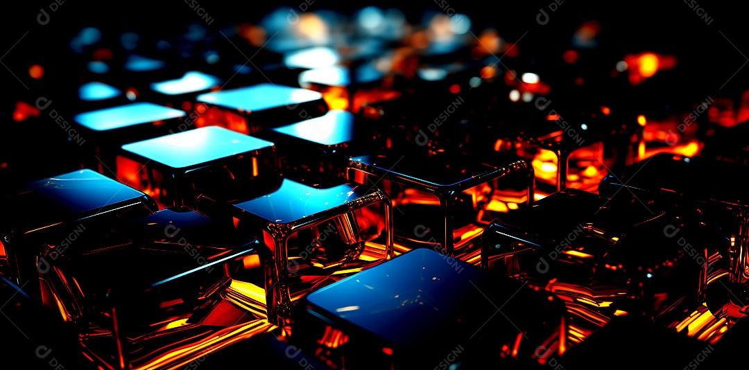 Fundo abstrato com estrutura de hexágonos uma composição tecnológica colorida