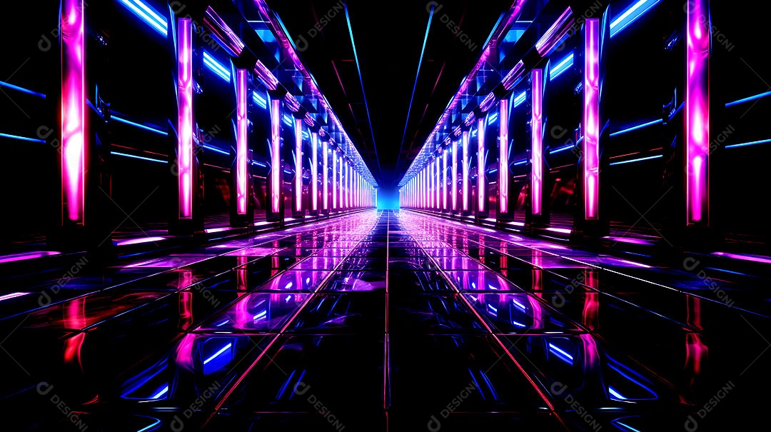 Fundo abstrato com luzes de neon uma composição tecnológica colorida