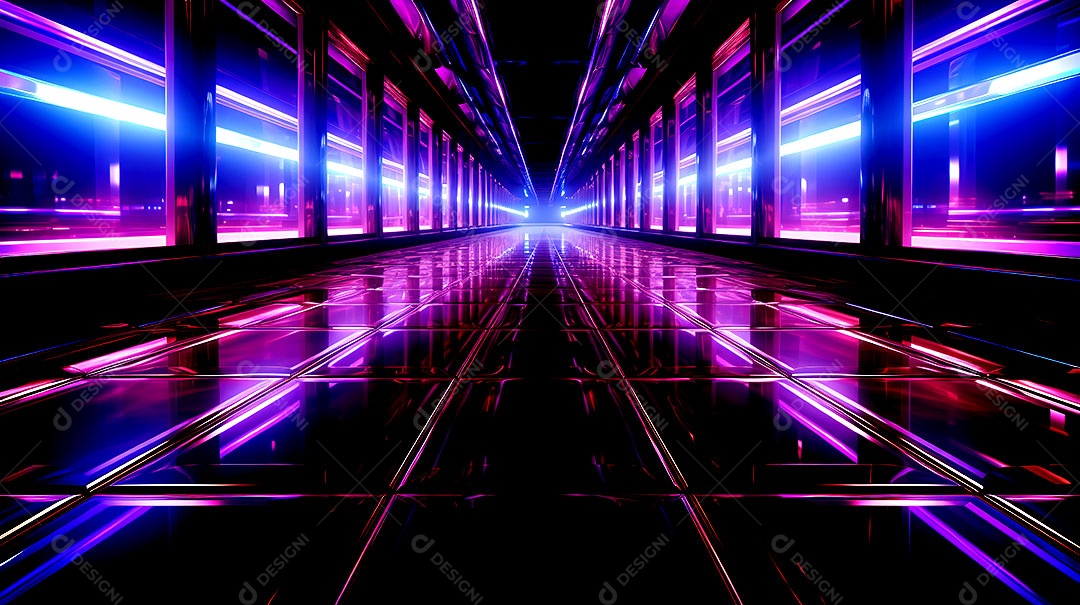 Fundo abstrato com luzes de neon uma composição tecnológica colorida