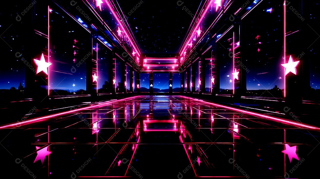 Fundos de neon com luzes de neon em um túnel