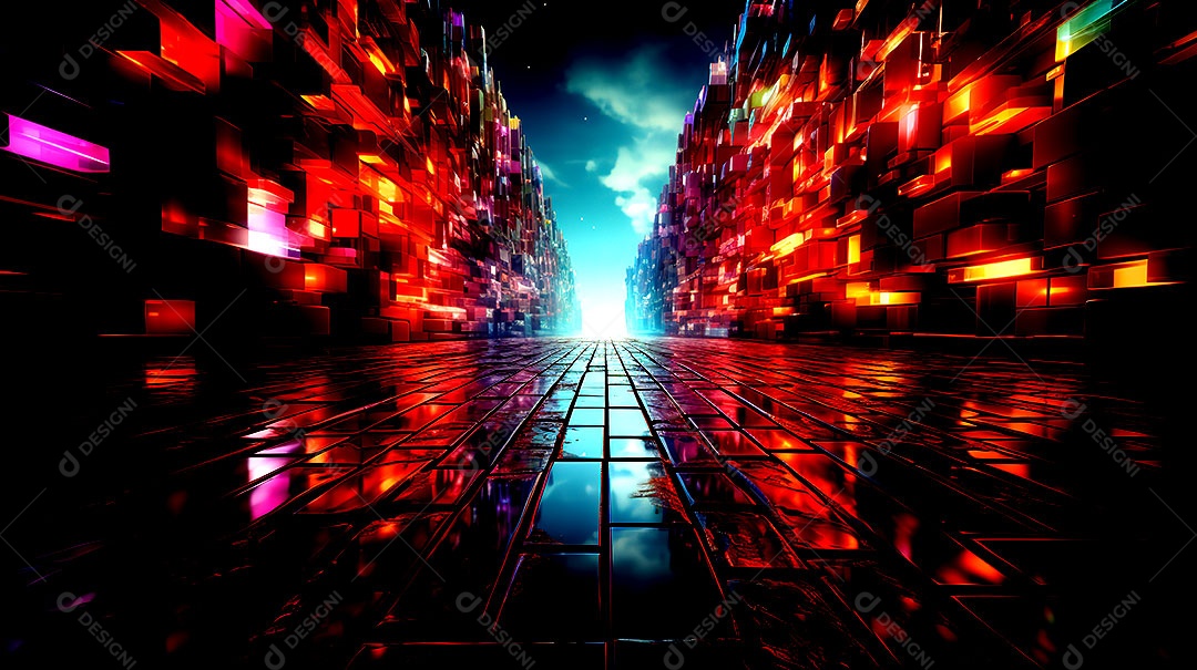 Fundos de neon com luzes de neon em um túnel