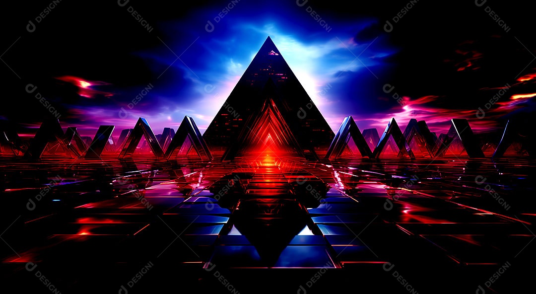 Fundo abstrato com luzes de neon uma composição tecnológica colorida