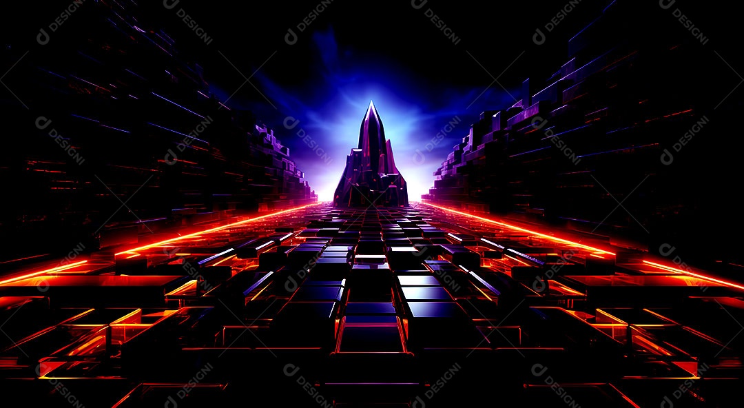 Fundo abstrato com luzes de neon uma composição tecnológica colorida