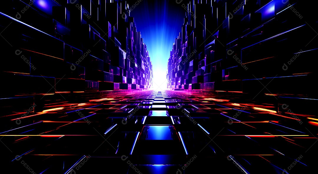 Fundos de neon com luzes de neon em um túnel