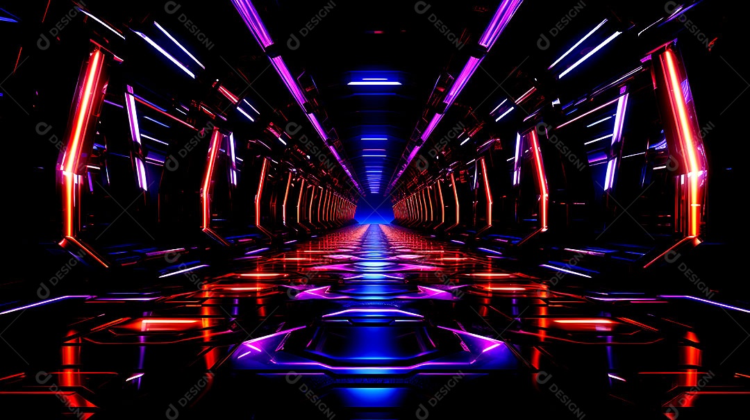 Fundos de neon com luzes de neon em um túnel