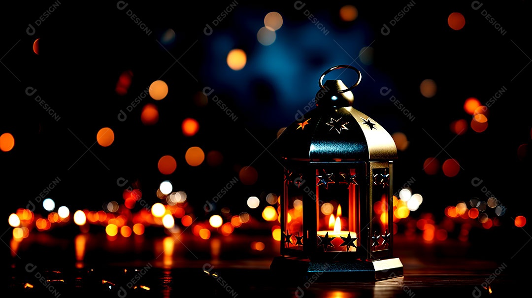 Fundos de Eid ul-fitr com relâmpagos e lanternas Ramadã abençoado e Eid ul-Adha