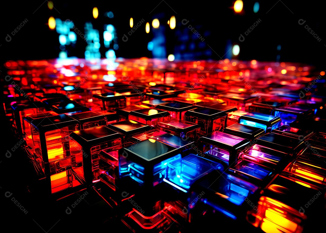 Fundo abstrato com estrutura de cubos uma composição tecnológica colorida