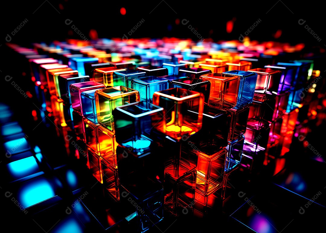 Fundo abstrato com estrutura de cubos uma composição tecnológica colorida