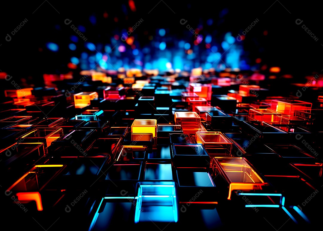 Fundo abstrato com estrutura de cubos uma composição tecnológica colorida