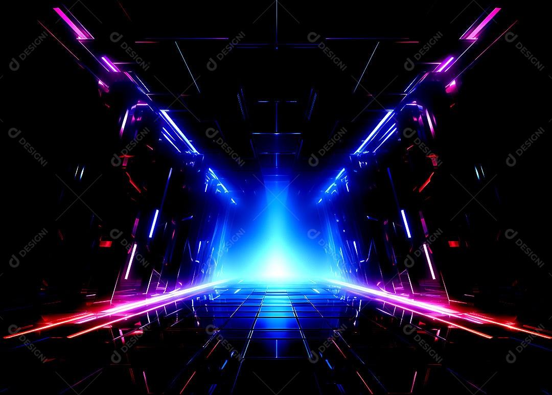 Fundos de neon com luzes de neon em um túnel