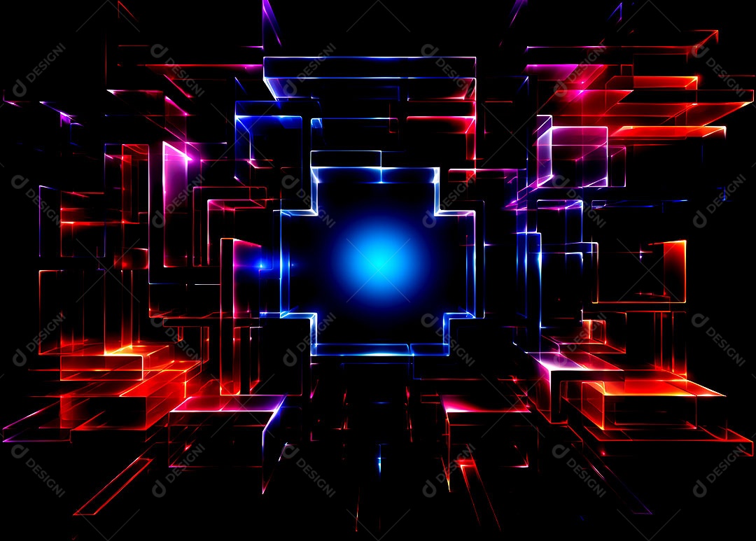 Fundo abstrato com estrutura de cubos uma composição tecnológica colorida