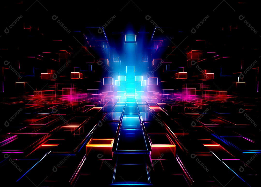 Fundo abstrato com estrutura de cubos uma composição tecnológica colorida