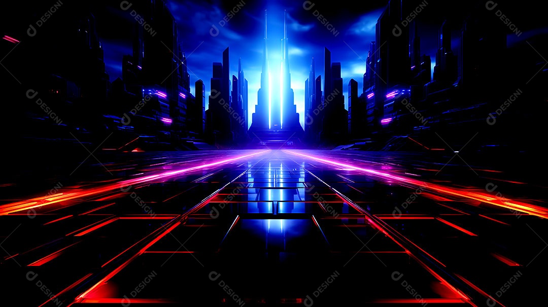 Fundos de neon com luzes de neon em um túnel