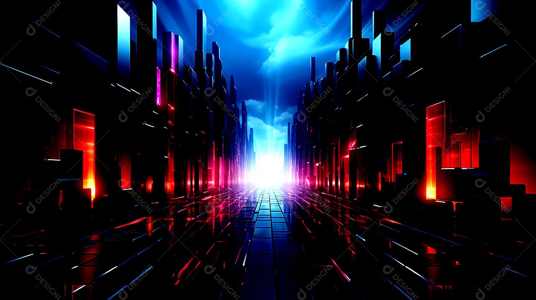 Fundos de neon com luzes de neon em um túnel