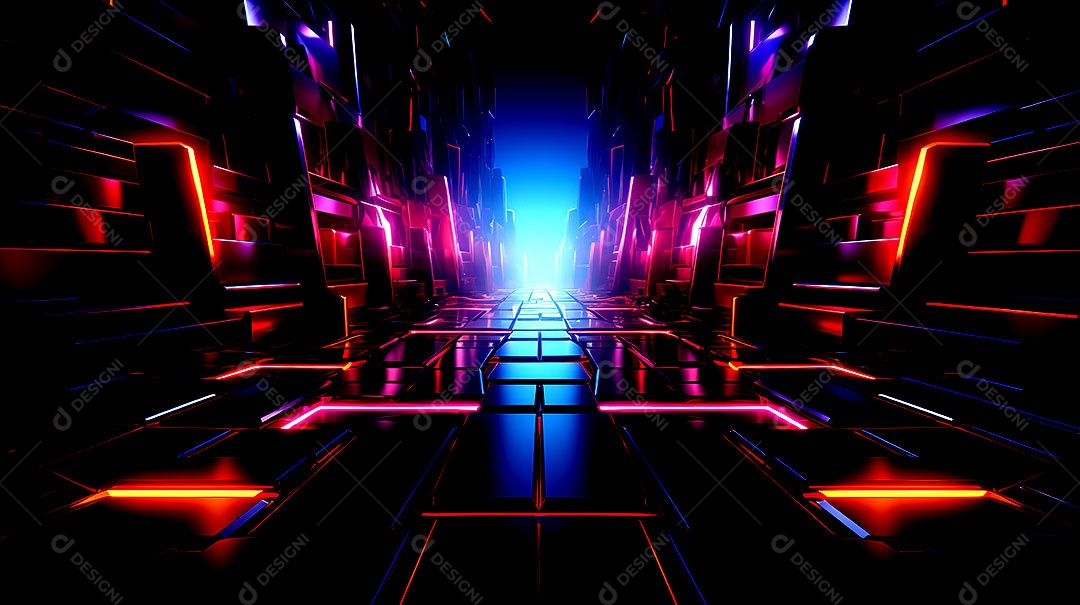 Fundos de neon com luzes de neon em um túnel