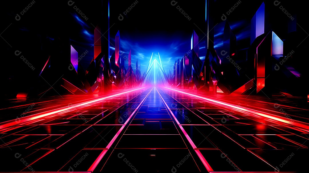 Fundos de neon com luzes de neon em um túnel