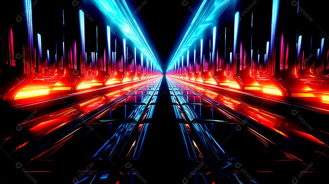 Fundos de neon com luzes de neon em um túnel