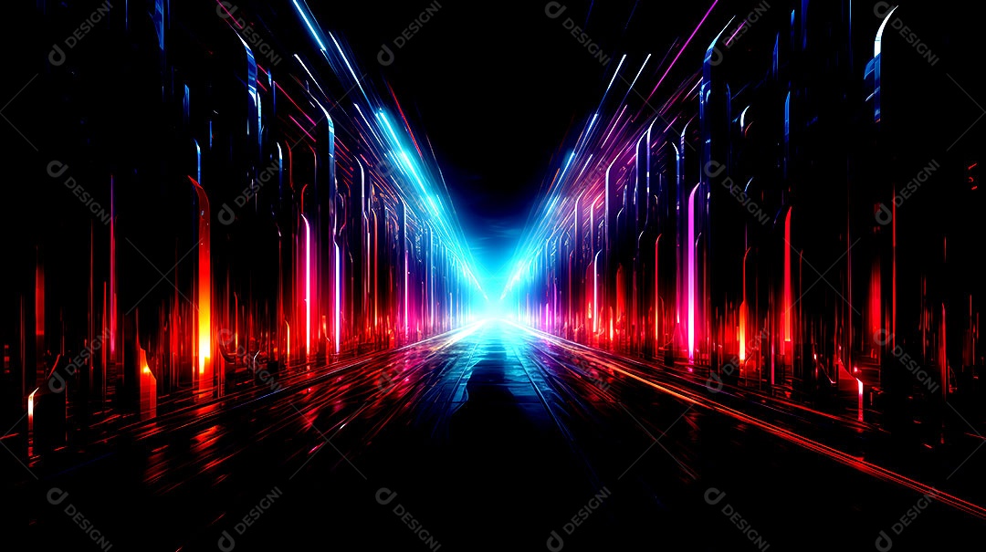 Fundos de neon com luzes de neon em um túnel