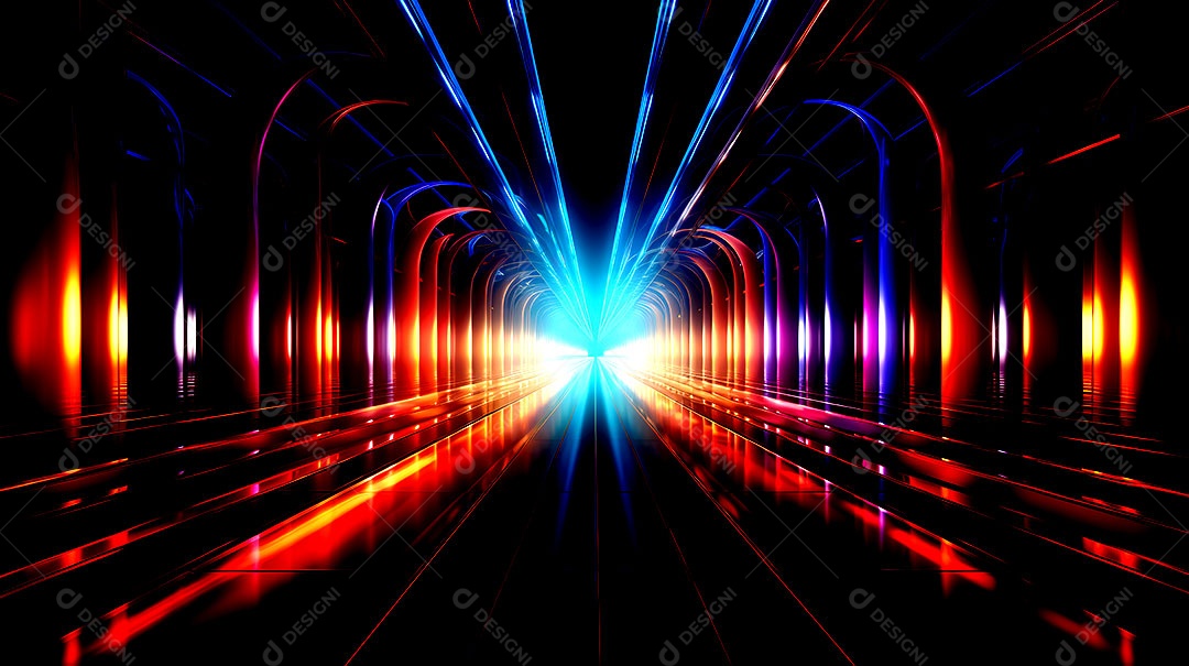 Fundos de neon com luzes de neon em um túnel