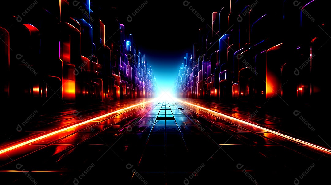 Fundos de neon com luzes de neon em um túnel