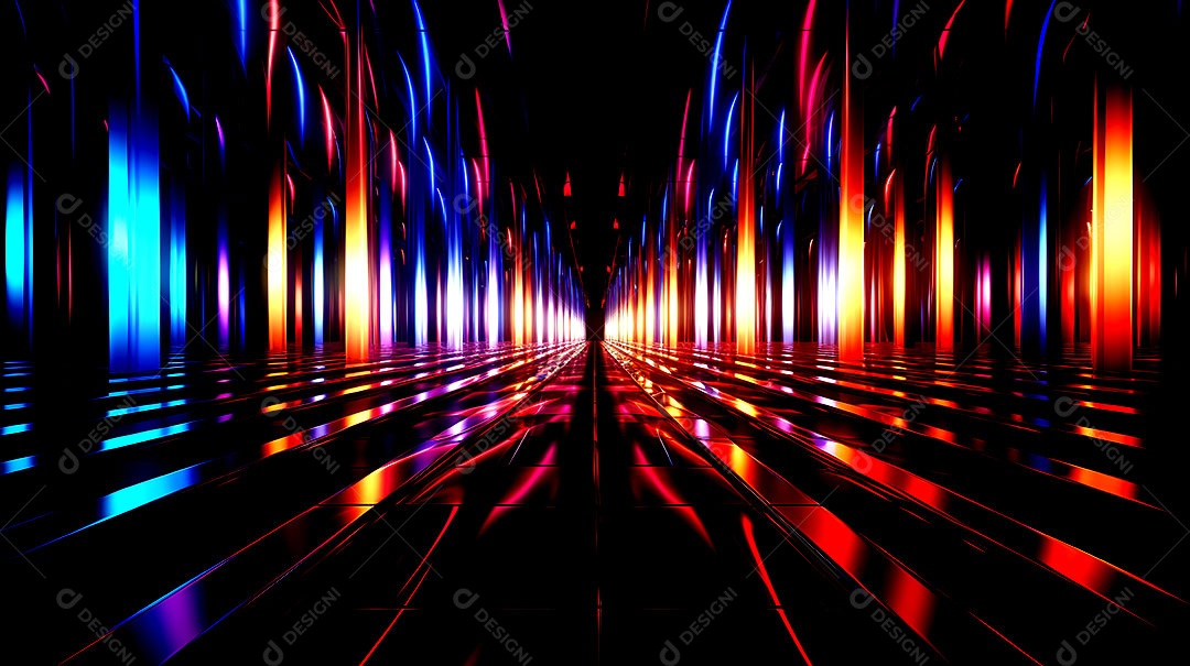 Fundos de neon com luzes de neon em um túnel