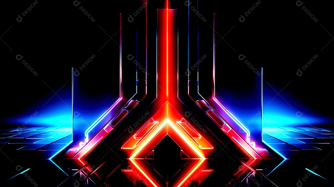 Fundos de neon com luzes de neon em um túnel