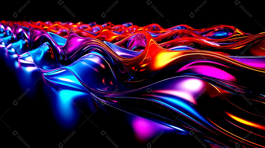 Padrão de fundo com ondas de luz neon coloridas luzes neon em execução