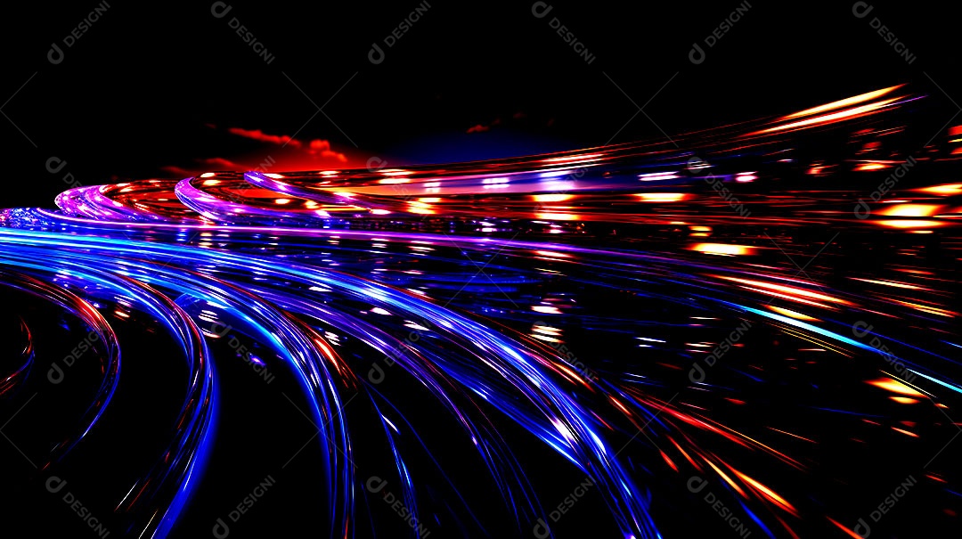 Padrão de fundo com ondas de luz neon coloridas luzes neon em execução