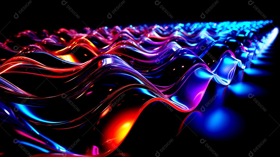 Padrão de fundo com ondas de luz neon coloridas luzes neon em execução