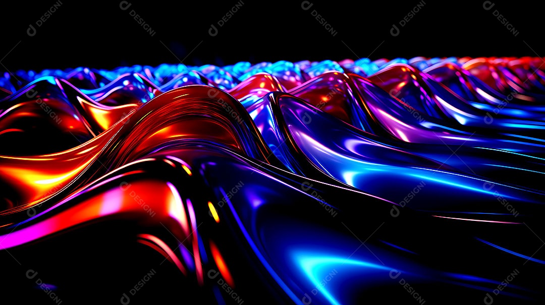 Padrão de fundo com ondas de luz neon coloridas luzes neon em execução