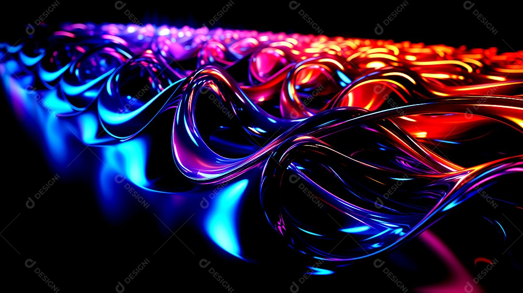 Padrão de fundo com ondas de luz neon coloridas luzes neon em execução