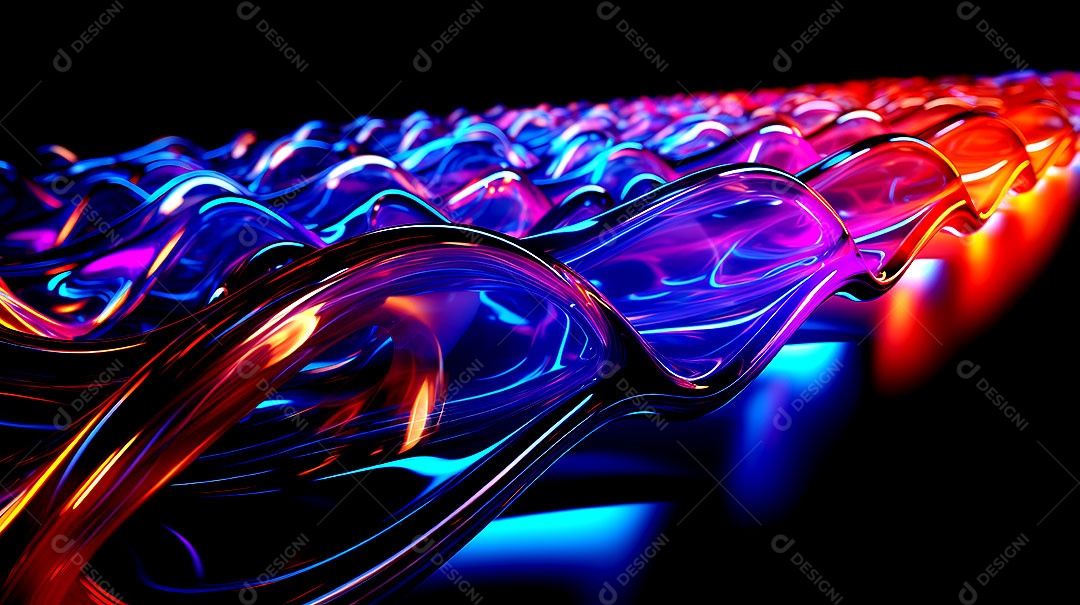 Padrão de fundo com ondas de luz neon coloridas luzes neon em execução