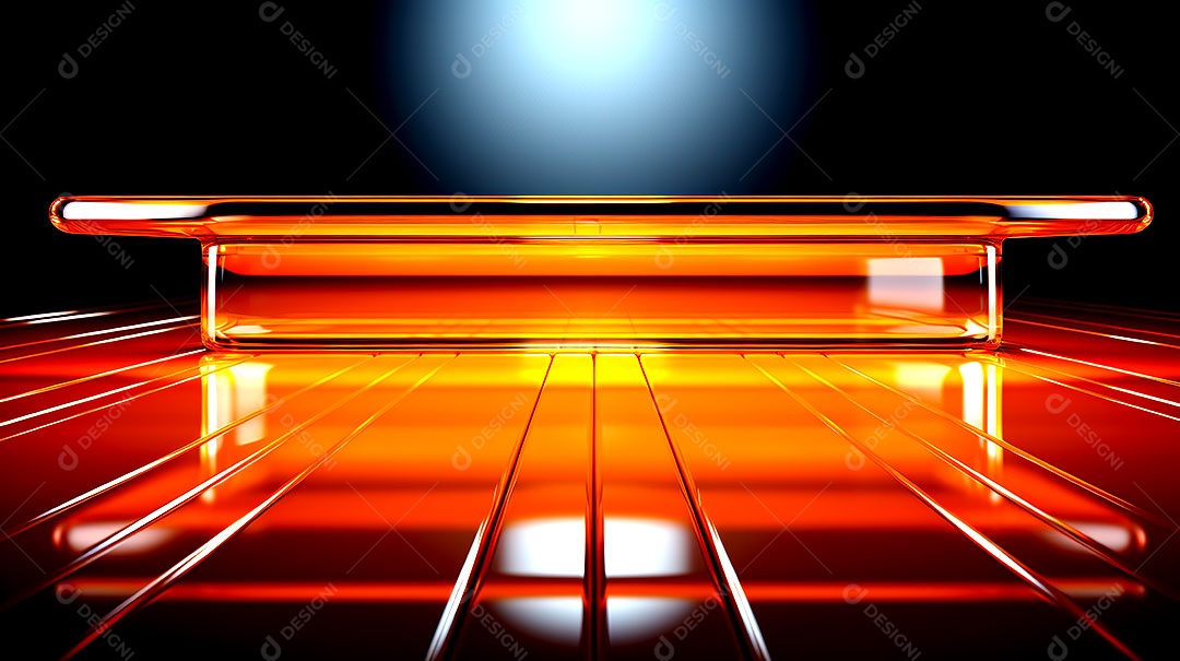 Pódio de vidro com efeito de luzes cinematográficas fundos de luzes de neon