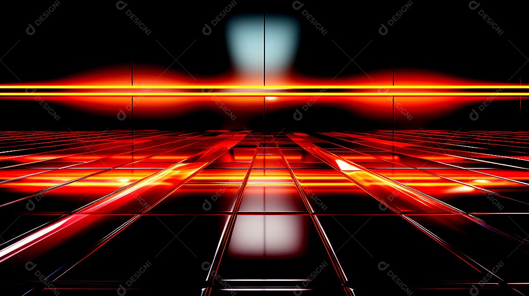 Pódio de vidro com efeito de luzes cinematográficas fundos de luzes de neon