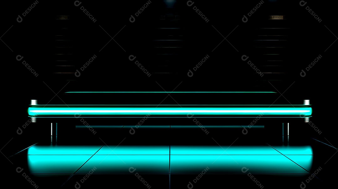 Pódio de vidro com efeito de luzes cinematográficas fundos de luzes de neon