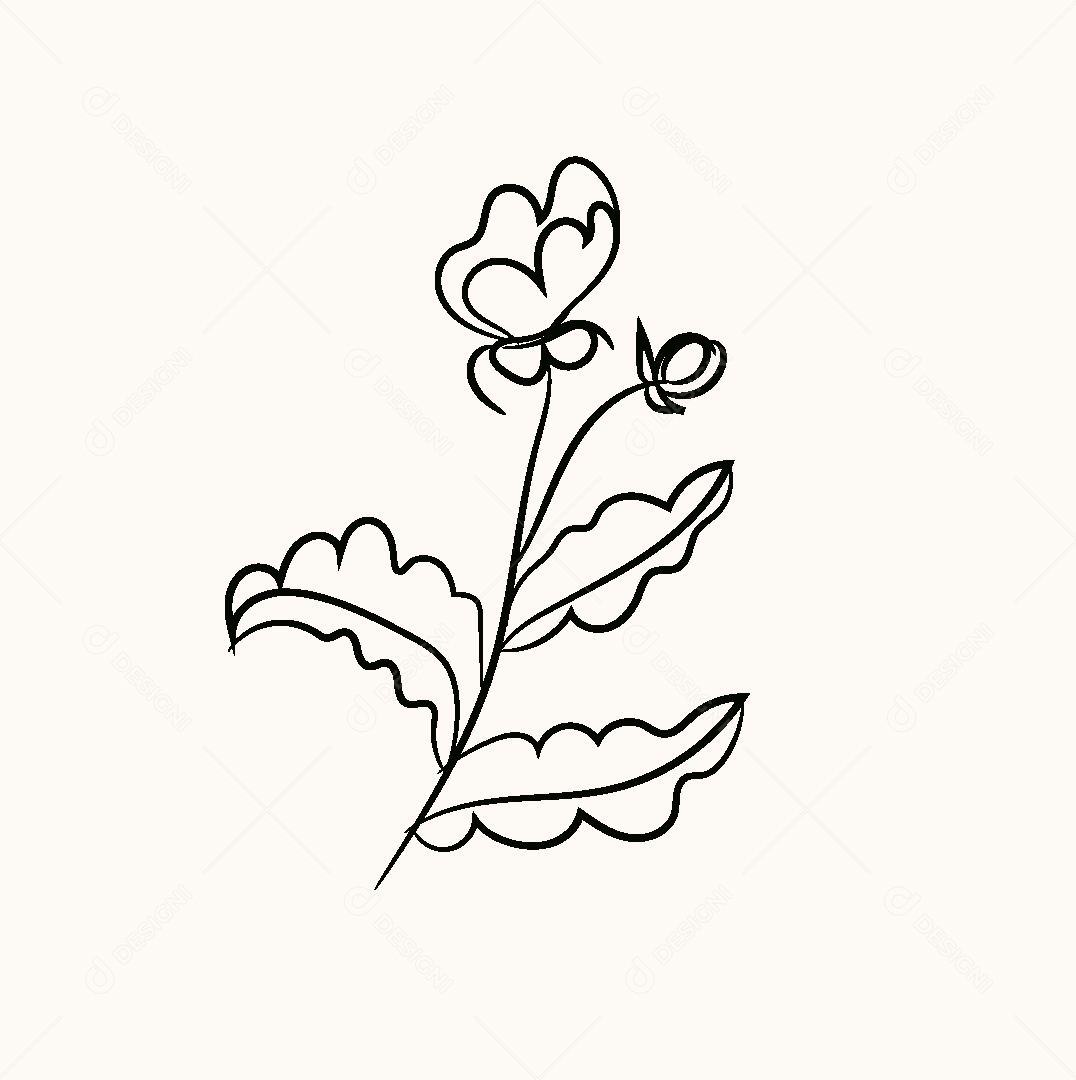 Desenho de Flor Feito a Mão Vetor EPS
