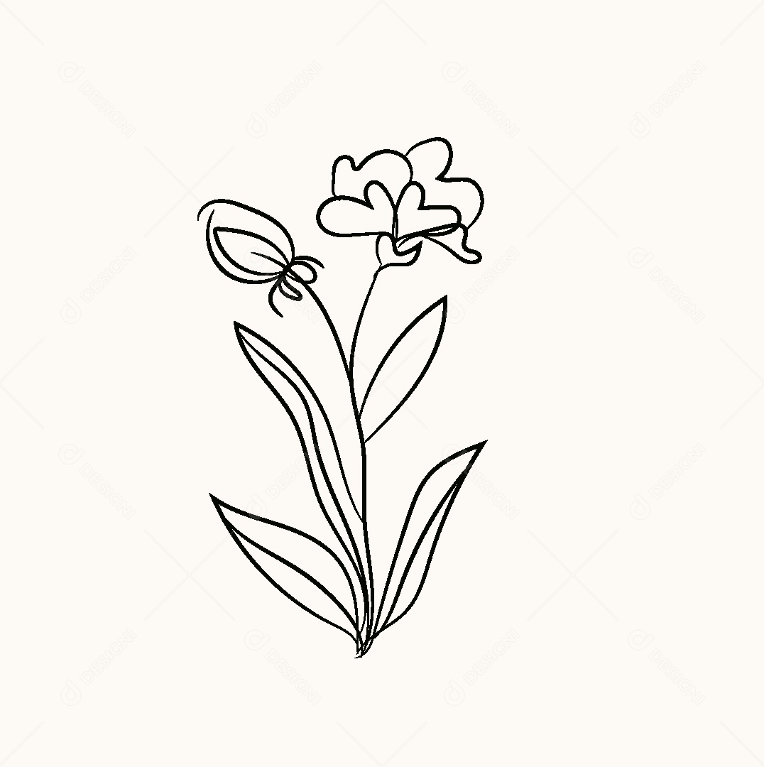 Desenho de Flor Feito a Mão Vetor EPS