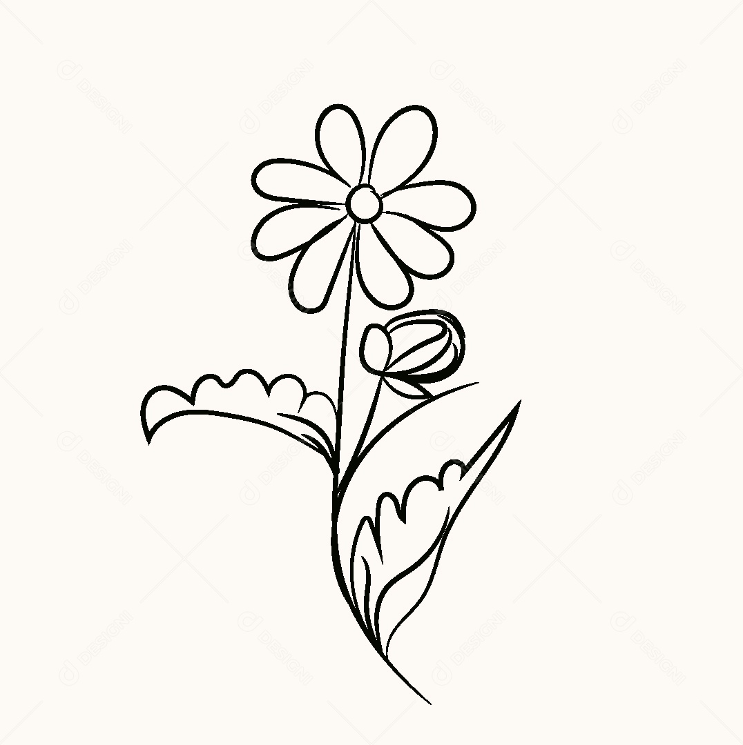 Desenho de Flor Feito a Mão Vetor EPS