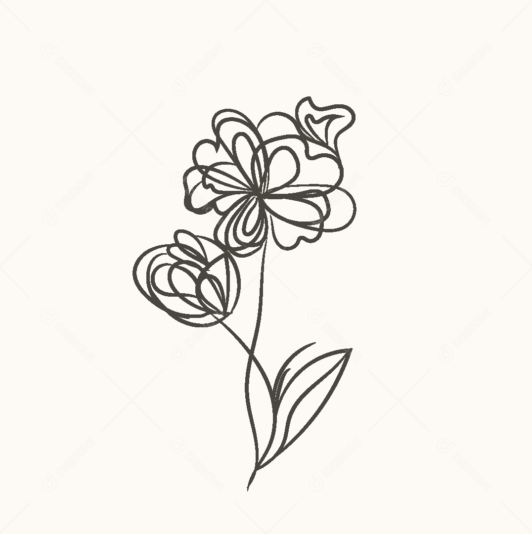 Desenho de Flor Feito a Mão Vetor EPS