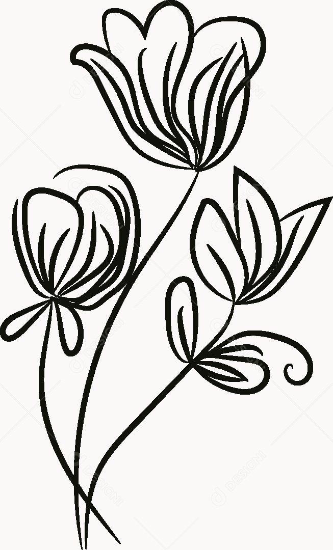 Desenho de Flores Feito a Mão Vetor EPS