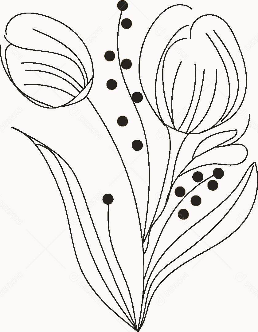 Desenho de Flores Feito a Mão Vetor EPS