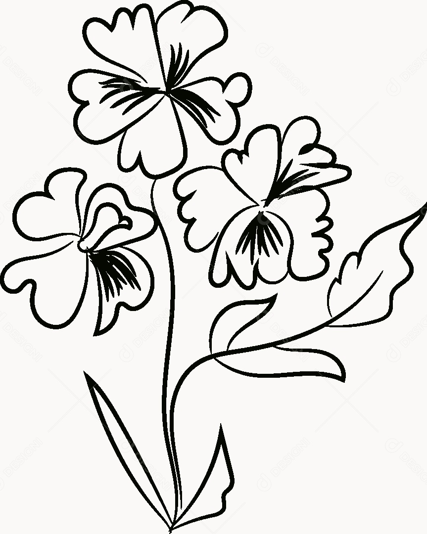 Desenho de Flores Feito a Mão Vetor EPS