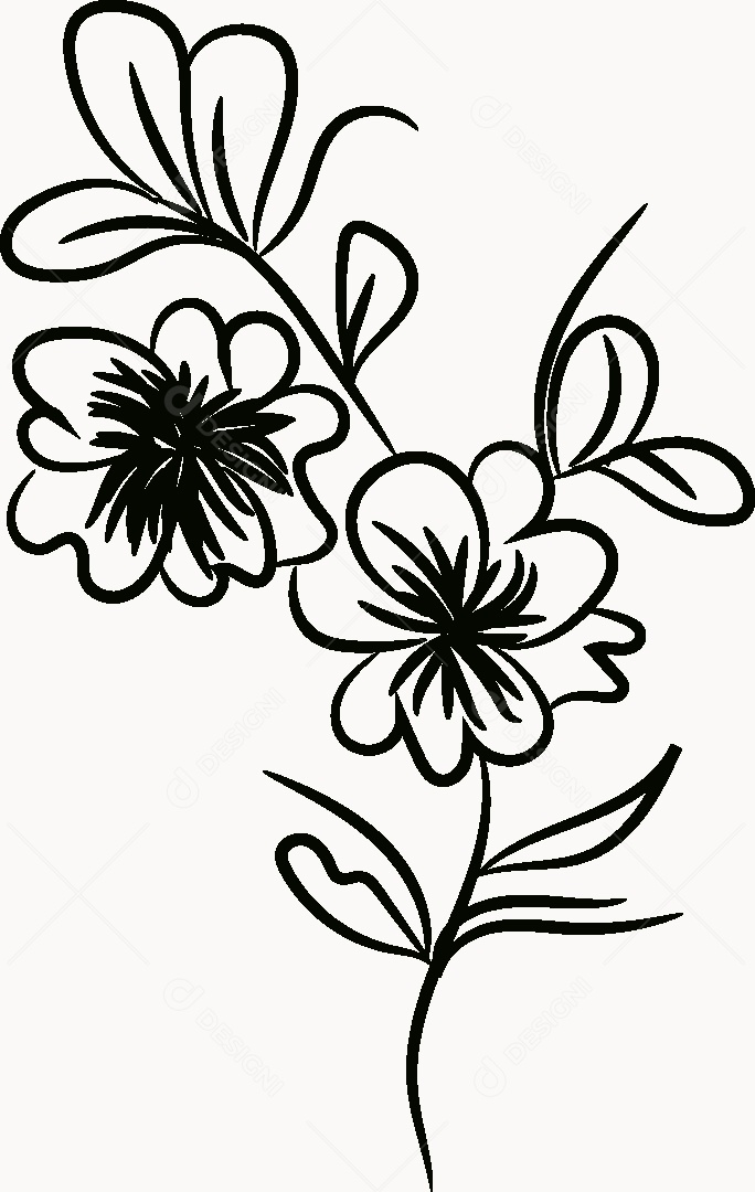 Desenho de Flores Feito a Mão Vetor EPS