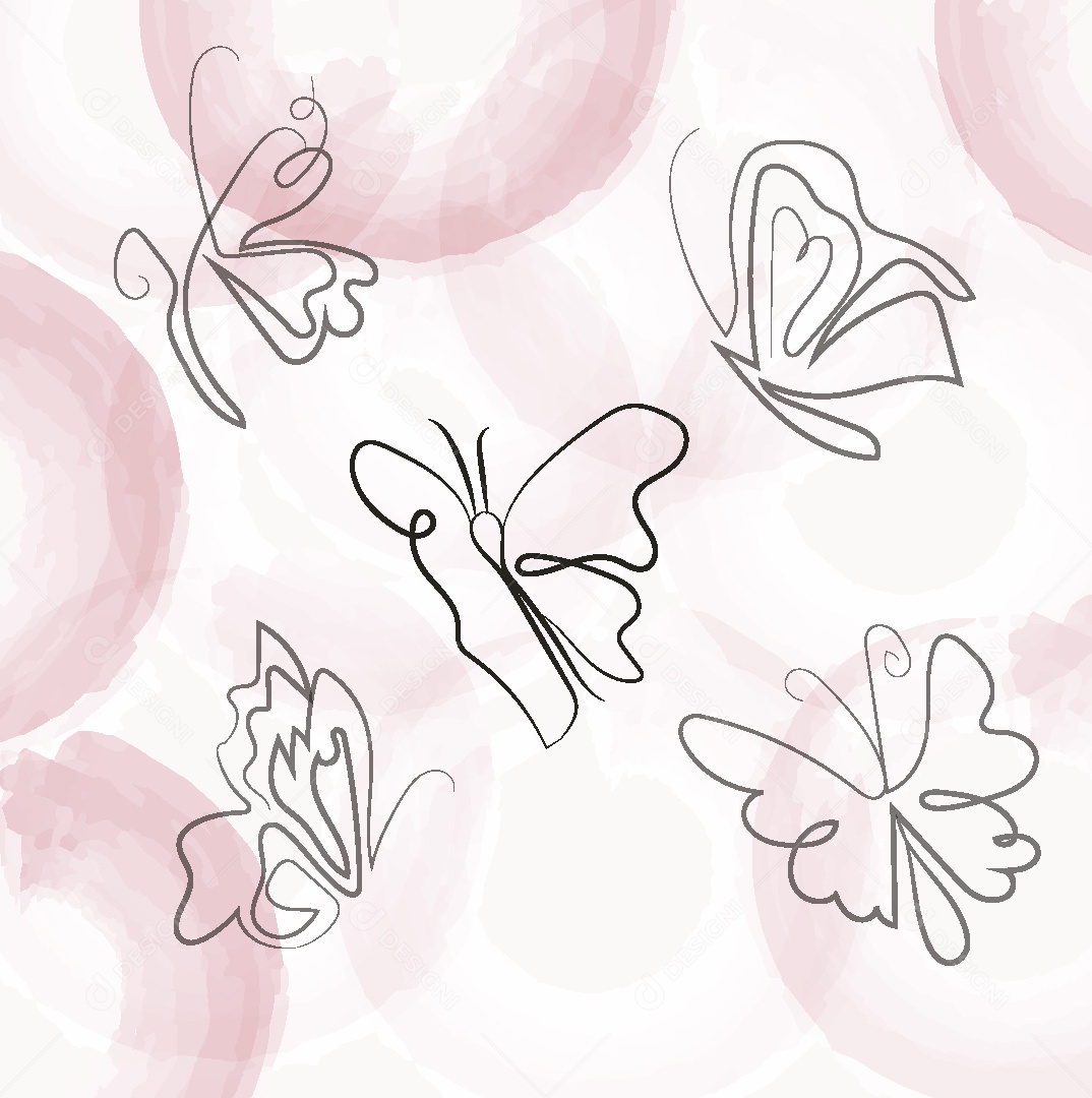 Desenho de Borboletas Feito a Mão Vetor EPS