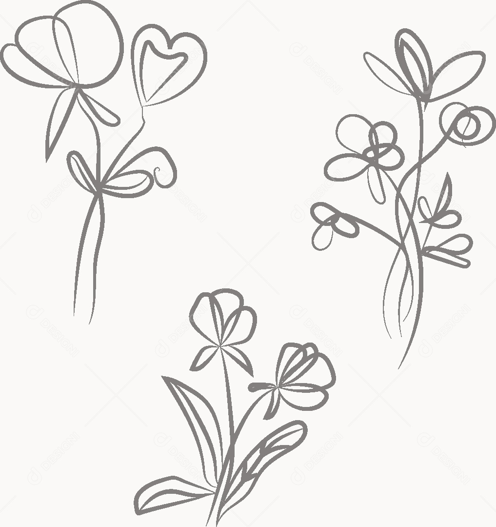 Desenho de Flores Feito a Mão Vetor EPS