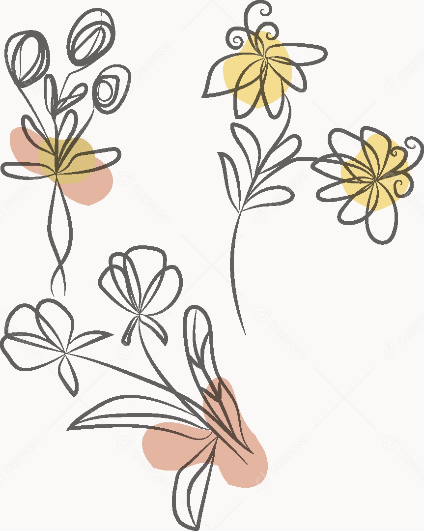Desenho de Flores Feito a Mão Vetor EPS