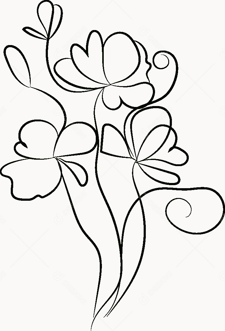 Desenho de Flores Feito a Mão Vetor EPS