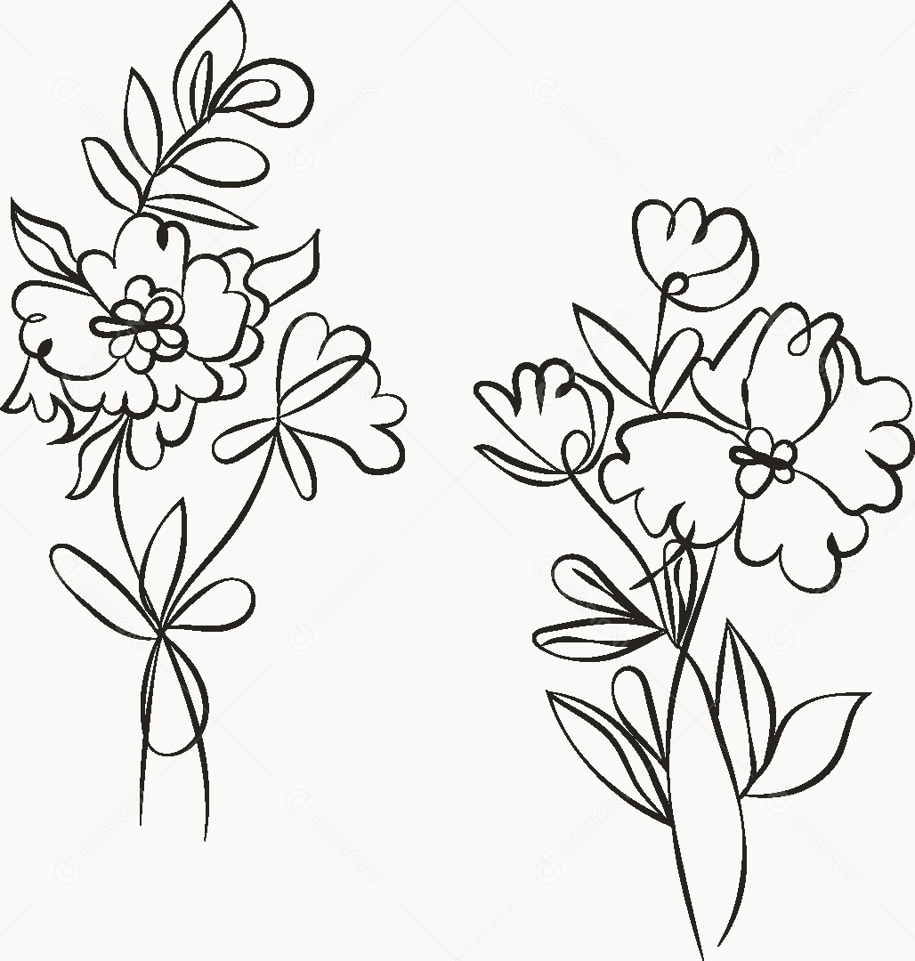 Desenho de Flores Feito a Mão Vetor EPS