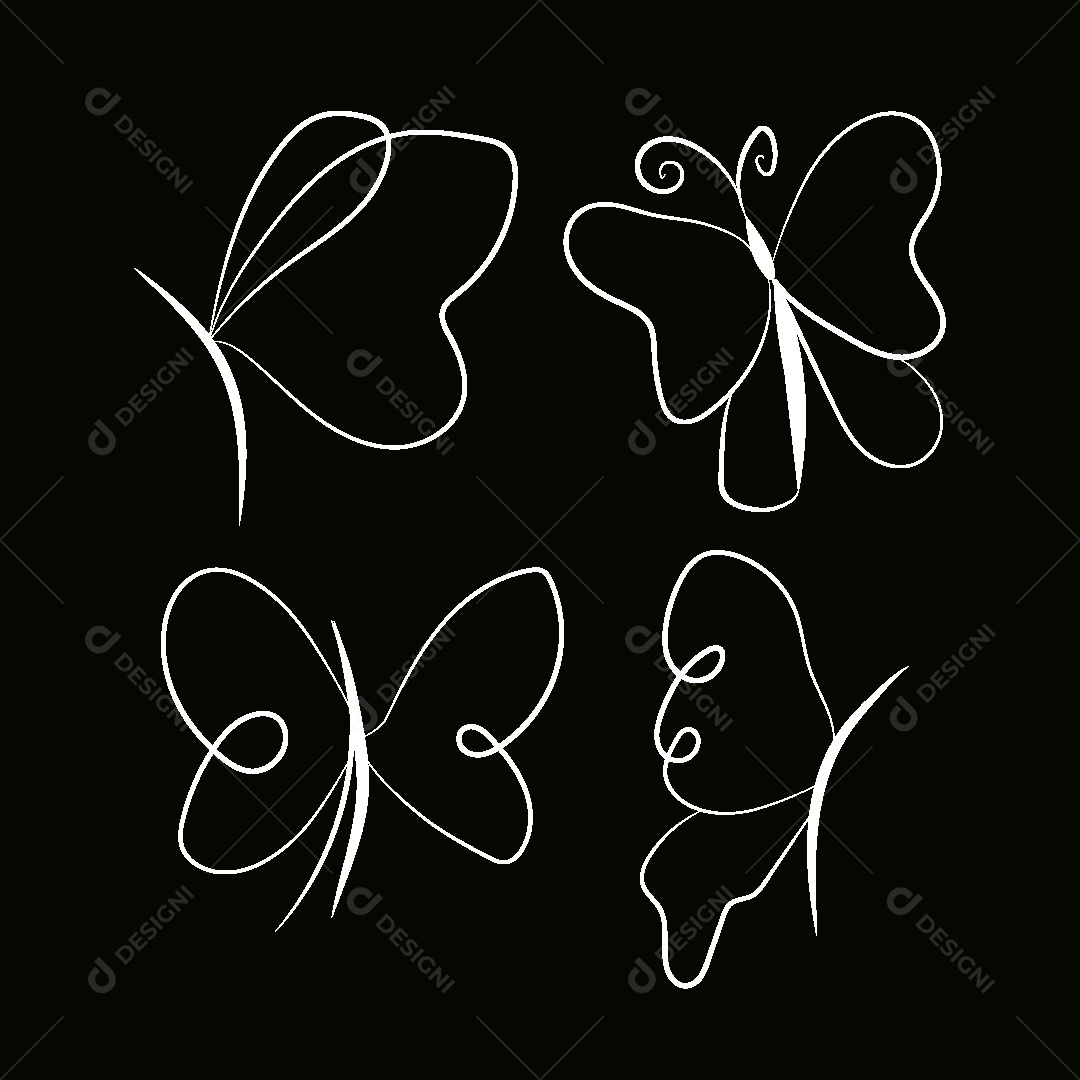 Desenho de Borboletas Feito a Mão Vetor EPS